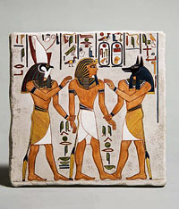 Рамзес между Анубисом и Хором